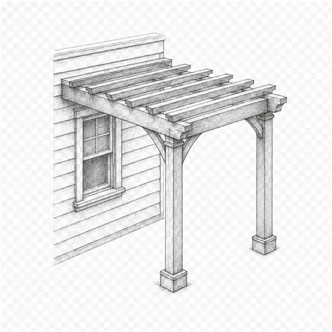 Pergola attached to the house