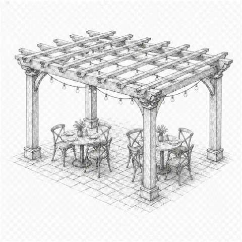 Pergola over a restaurant patio