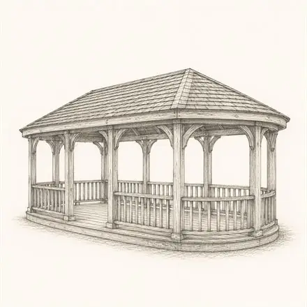 Rectangular and oval gazebo sketch