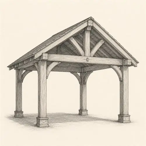 Gable roof pavilion sketch